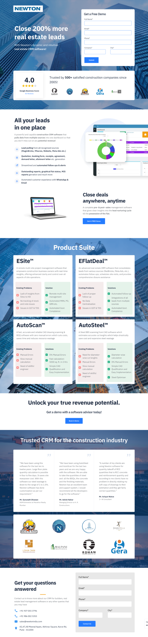 Newton real estate CRM landing page, Close 200% more real estate leads